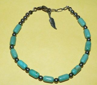 Vtg Southwestern Carolyn Pollack 925 Sterling Silver & Turquoise 8.  5 " Bracelet
