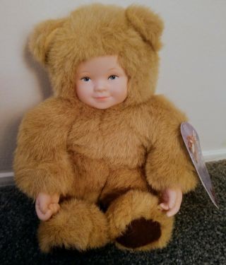 Vntg Anne Geddes Baby In Bear Suit 1997 Plush Stuffed Animal Doll.  Exc.  Cond