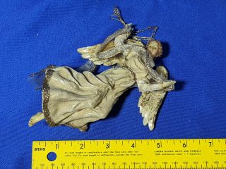 " Antique - Vtg Celluloid Hard Plastic Angel Xmas Tree Ornament Doll Figure Wings "