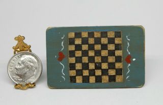 Vintage Folk Art Checkerboard - Artisan Dollhouse Miniature 1:12