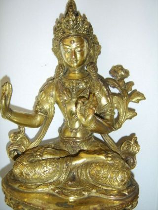 THE BEST LARGE Antique Chinese Tibetan gilt bronze buddha museum quality 3