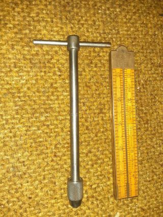 Vintage Starrett 93 - D T - Handle Long Shank Tap Wrench 1/16 To 3/16 Chuck
