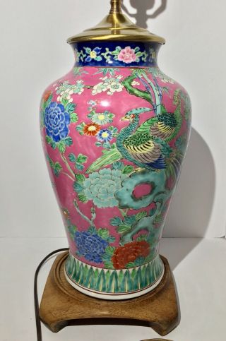 Antique Chinese / Japanese Birds Of Paradise Nippon Vase Lamp