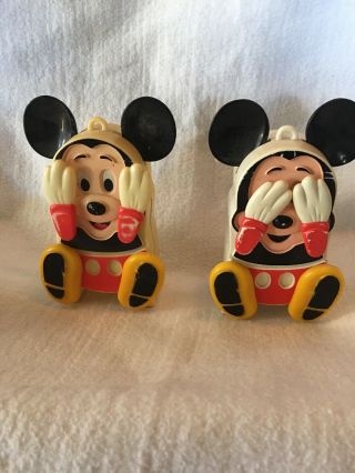 2 Vintage Mickey Mouse Peek A Boo Wind Up Musical Toy It’s A Small World Lullaby
