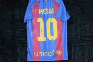 Lionel " Leo " Messi Signed Autographed Barcelona Jersey Certified Authentic