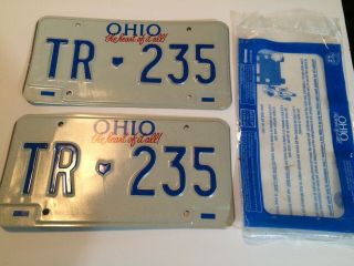 Ohio The Heart Of It All Ohio License Plate Matching Pair W/bag