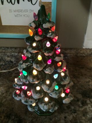 Vintage 11 " Ceramic Christmas Tree,  W/ Light