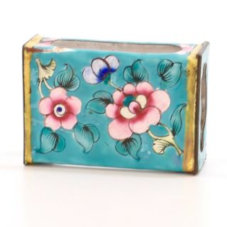 Vintage Cloisonne Enamel Match Box Cover Flowers