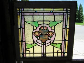 Antique American Stained Glass Window 24 X 23 1 Of 2 Architectural Salvage