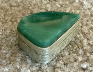Handmade Vintage Fancy Travel Medicine Pill Case With Green Aventurine Stone