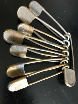 8 Vintage Safety Pins Risdon Key Tag Scovil Large Brass 33 135