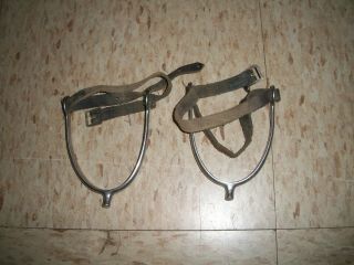 Vintage English Style Spurs From Estate W Leather Straps 1940s