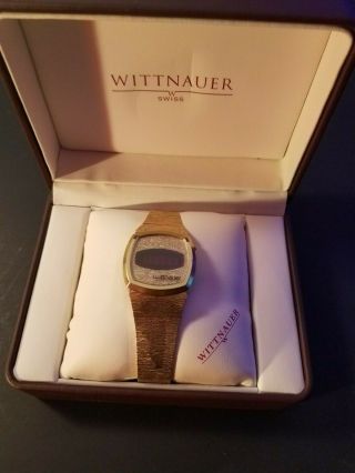 Vintage Goldtone Swiss Wittnauer Polara Led Wristwatch 70 
