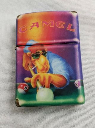 1993 Zippo Lighter Joe Camel Shooting Pool Double Sided Color 3