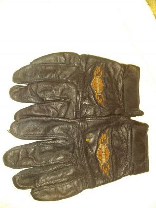 Harley Davidson Motorcycles Leather Gloves Size Large Vintage Black Vtg Ride Usa