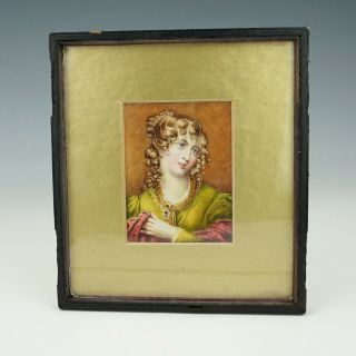 Antique Victorian - Hand Painted Portrait Miniature Painting - Lovely