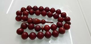 Antique Faturan Bakelite Cherry Amber Prayer Beads 33 Beads 46.  5gr