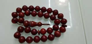 Antique Faturan Bakelite Cherry Amber Prayer Beads 33 beads 46.  5Gr 2