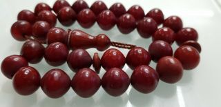 Antique Faturan Bakelite Cherry Amber Prayer Beads 33 beads 46.  5Gr 3