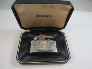 Wonderful Cased Vintage Ronson 621570 Petrol Lighter In