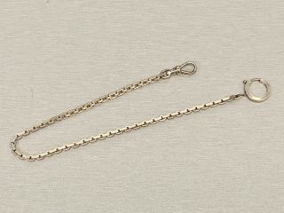 Simmons White Gold Filled Square Link Antique R.  R.  Pocket Watch Chain