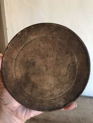 Early Antique Wooden Treen Plate Untouched Dark Patina Handmade Aafa