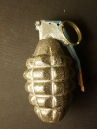 Vintage Us Military Practice Rfx Pineapple Hand Grenade Cast Iron W/pull Pin