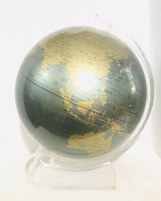 Vintage World Globe With Lucite Curved Stand - 16 " Tall - World Horizon Series