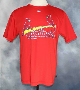 Majestic St Louis Cardinals Mlb Yadier Molina Red Poly T Shirt Men 