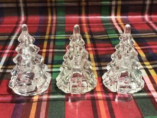 Vintage Art Glass CHRISTMAS TREE Candle Holders Miniature Set Of 3 3