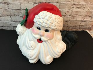 Vintage Glenview Mold Ceramic Santa Claus Head Candle Holder 9 1/2” Tall