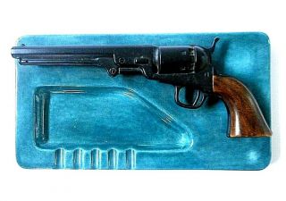 Vintage Holland Mold Ceramic Gun Colt Revolver Pistol Tray Ashtray Valet Qj