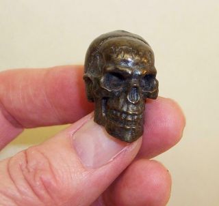Small Ww1 Vintage/antique Solid Bronze Miniature Skull Death Head Memento Mori
