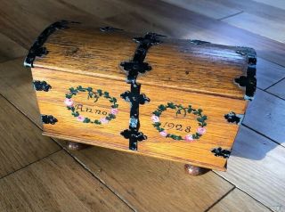 Very Rare Vintage Wooden Doll Trunk Treasure Chest From 1920 