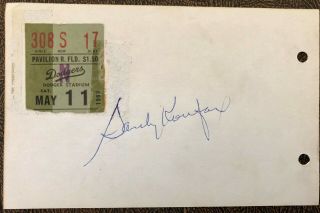 Sandy Koufax Autograph & 1963 No Hitter Vs Sf Giants (marichal & Mays)