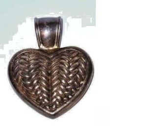 Vintage Taxco Marked Sterling Silver Heart Necklace Slide Pendant 925 Mexico 15g