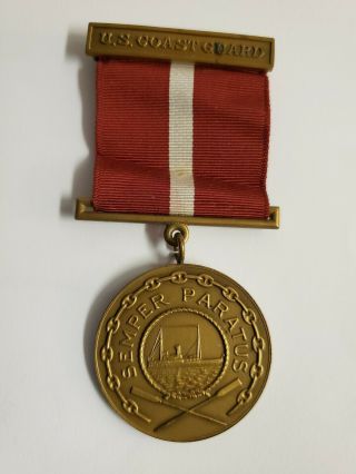 Vintage Wwii Us Coast Guard Medal Semper Paratus Pin Ribbon Bar Obedience Uscg