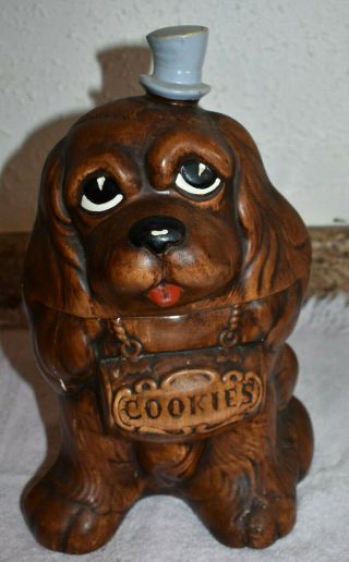 Vintage 1968 Treasure Craft Top Hat Cocker Spaniel Dog Cookie Jar Usa