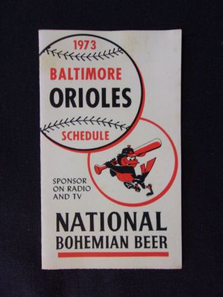 Vintage 1973 Baltimore Orioles Tri Fold Pocket Schedule National Beer Ex,