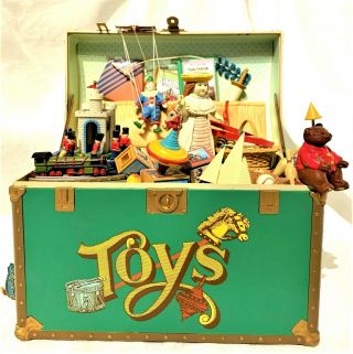 Vintage Enesco Animated Music Box Treasure Chest Of Toys Toy Symphony 1986