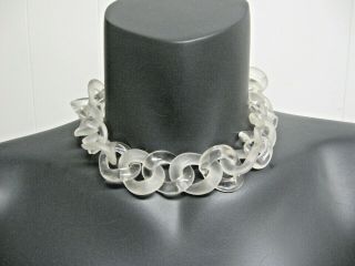 Vintage Chunky Lucite Necklace Clear Lucite Acrylic Chain - Link Necklace