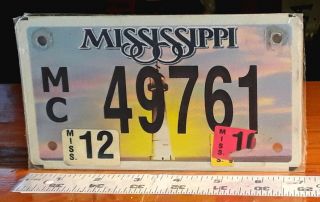 Motorcycle License Plate - Mississippi - 2010 Lighthouse Graphic,  One