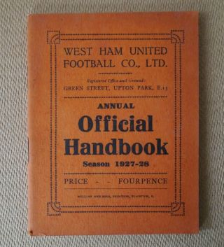 Rare Antique West Ham United Football Club Official Handbook 1927 / 1928.  B3.