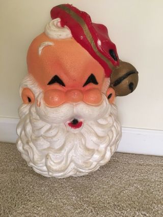 Vintage 18 " Styrofoam Santa Claus Head Face Christmas Decoration