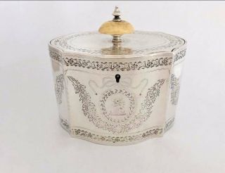 Victorian Solid Silver Tea Caddy C.  1862 (r3027f)