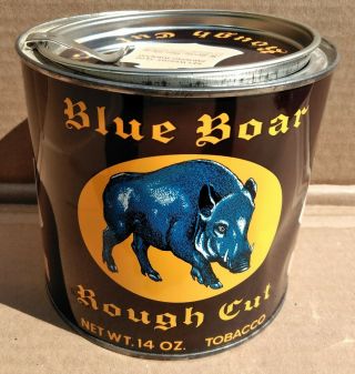 Blue Boar Rough Cut Pipe Tobacco 14 Oz Pry Lid Tin Can Very Good Strong Colors