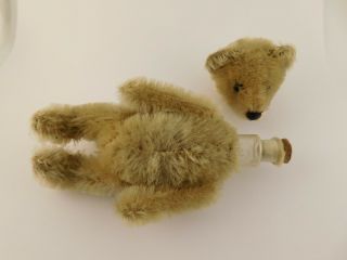 Antique Schuco Mohair Teddy Bear 1920 Secret Hidden Cork Perfume Bottle Flask
