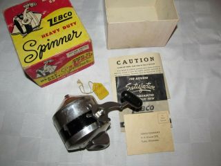 Tough,  Zebco Model 55 Heavy Duty Spinner W/box,  Paperwork,  And Hang Tag,