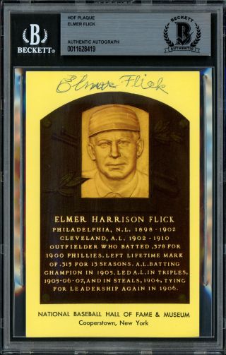 Elmer Flick Autographed Hof Postcard Indians Signed Twice Beckett 11628419