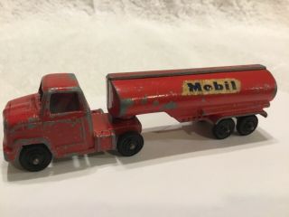 Vintage Tootsie Toy Semi Tractor & Trailer Mobil Fuel Tanker